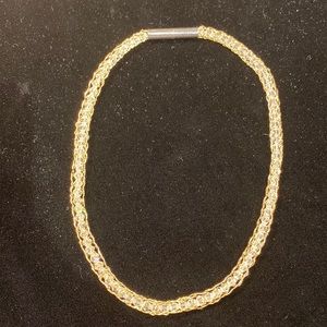 10K gold mesh and crystal necklace